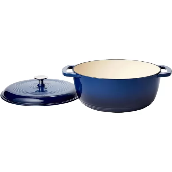 Amazon Basics Enameled Cast Iron Covered Round Dutch Oven 6 Quart Matte NavyNavy 6Quart