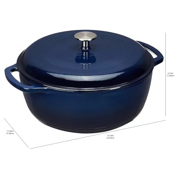 Amazon Basics Enameled Cast Iron Covered Round Dutch Oven 6 Quart Matte NavyNavy 6Quart
