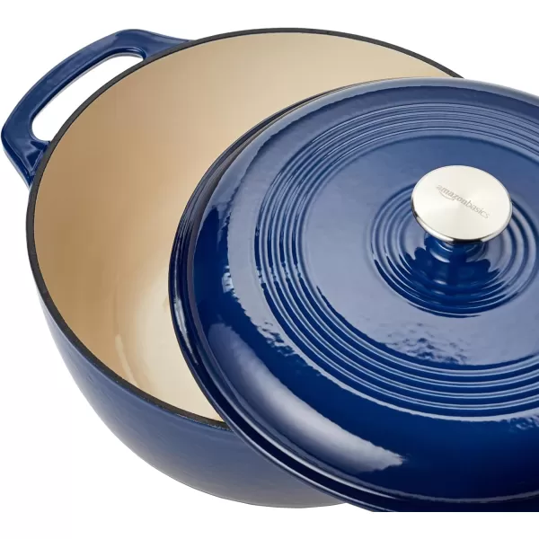 Amazon Basics Enameled Cast Iron Covered Round Dutch Oven 6 Quart Matte NavyNavy 6Quart