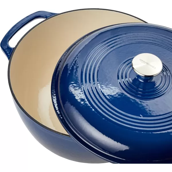 Amazon Basics Enameled Cast Iron Covered Round Dutch Oven 6 Quart Matte NavyNavy 73Quart