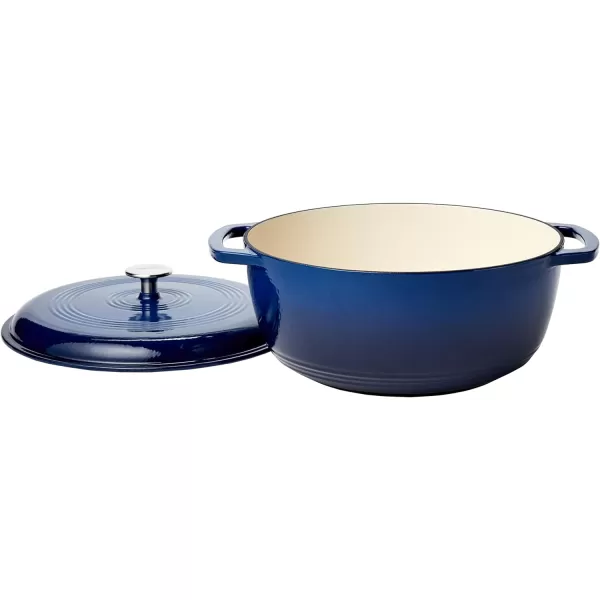 Amazon Basics Enameled Cast Iron Covered Round Dutch Oven 6 Quart Matte NavyNavy 73Quart