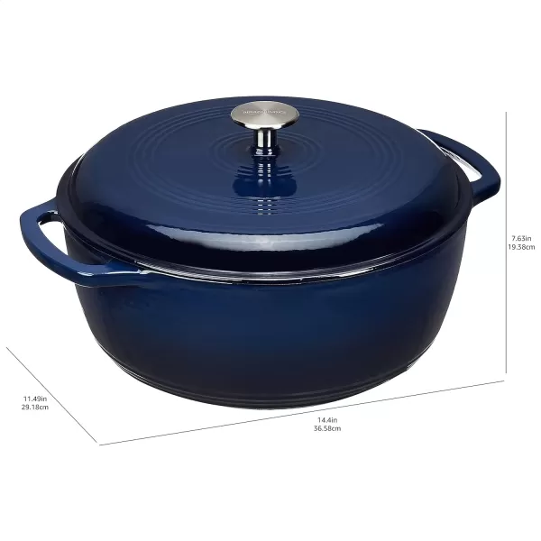 Amazon Basics Enameled Cast Iron Covered Round Dutch Oven 6 Quart Matte NavyNavy 73Quart