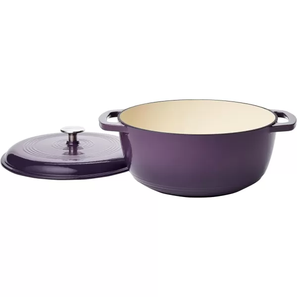 Amazon Basics Enameled Cast Iron Covered Round Dutch Oven 6 Quart Matte NavyPurple 6Quart