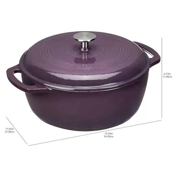 Amazon Basics Enameled Cast Iron Covered Round Dutch Oven 6 Quart Matte NavyPurple 6Quart
