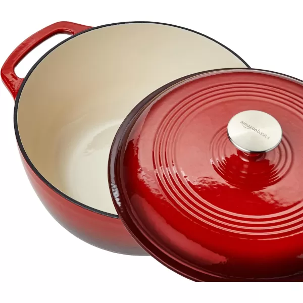 Amazon Basics Enameled Cast Iron Covered Round Dutch Oven 6 Quart Matte NavyRed 43Quart