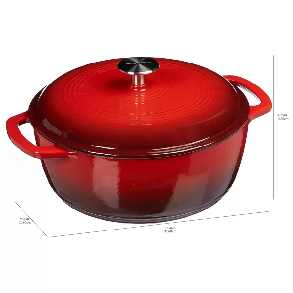 Amazon Basics Enameled Cast Iron Covered Round Dutch Oven 6 Quart Matte NavyRed 43Quart
