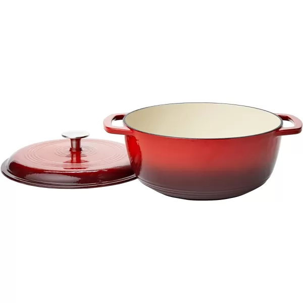 Amazon Basics Enameled Cast Iron Covered Round Dutch Oven 6 Quart Matte NavyRed 43Quart