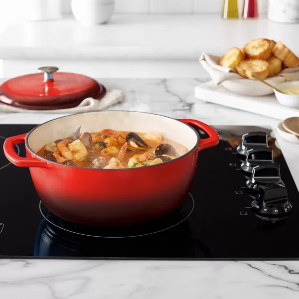 Amazon Basics Enameled Cast Iron Covered Round Dutch Oven 6 Quart Matte NavyRed 43Quart
