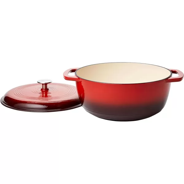 Amazon Basics Enameled Cast Iron Covered Round Dutch Oven 6 Quart Matte NavyRed 6Quart
