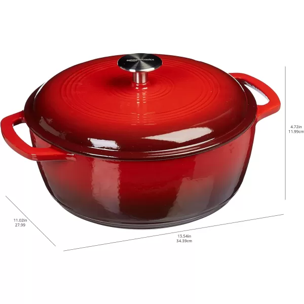 Amazon Basics Enameled Cast Iron Covered Round Dutch Oven 6 Quart Matte NavyRed 6Quart