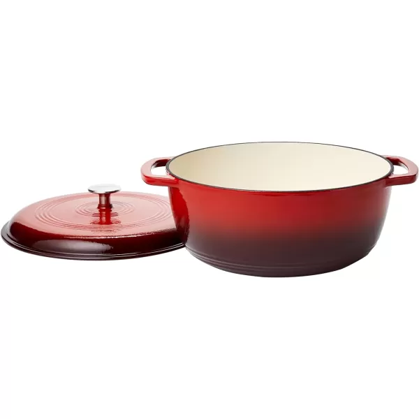 Amazon Basics Enameled Cast Iron Covered Round Dutch Oven 6 Quart Matte NavyRed 73Quart