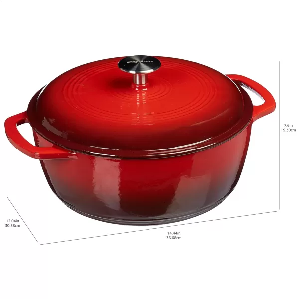 Amazon Basics Enameled Cast Iron Covered Round Dutch Oven 6 Quart Matte NavyRed 73Quart