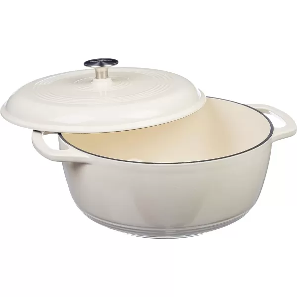 Amazon Basics Enameled Cast Iron Covered Round Dutch Oven 6 Quart Matte NavyWhite 43Quart
