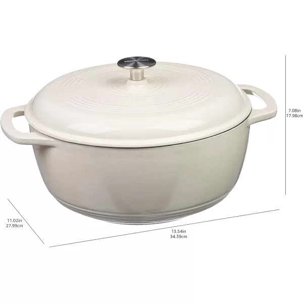 Amazon Basics Enameled Cast Iron Covered Round Dutch Oven 6 Quart Matte NavyWhite 6Quart
