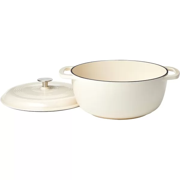 Amazon Basics Enameled Cast Iron Covered Round Dutch Oven 6 Quart Matte NavyWhite 6Quart
