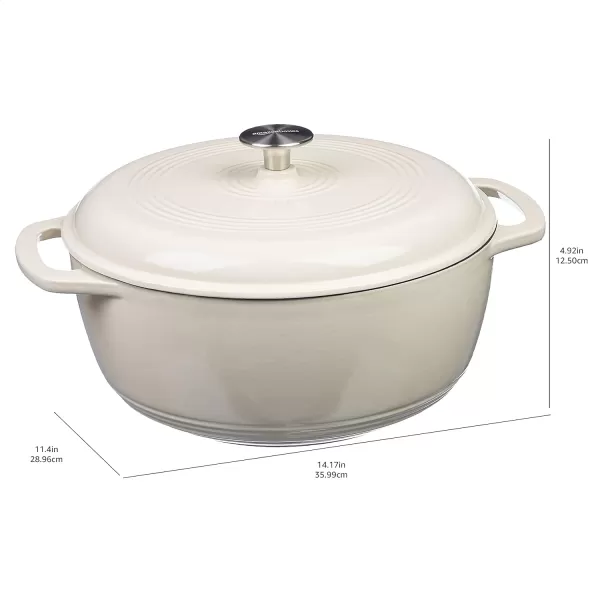 Amazon Basics Enameled Cast Iron Covered Round Dutch Oven 6 Quart Matte NavyWhite 73Quart