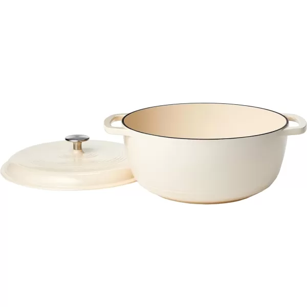 Amazon Basics Enameled Cast Iron Covered Round Dutch Oven 6 Quart Matte NavyWhite 73Quart