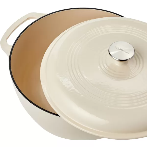 Amazon Basics Enameled Cast Iron Covered Round Dutch Oven 6 Quart Matte NavyWhite 73Quart