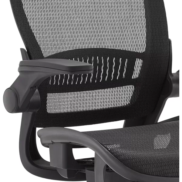 Amazon Basics Ergonomic Adjustable HighBack Chair with FlipUp Arms and Headrest Contoured Mesh Seat  Black 255D x 2625W x 4925HBlack