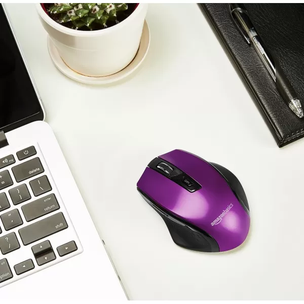 Amazon Basics Ergonomic Wireless PC Mouse  DPI adjustable  BlackPurple
