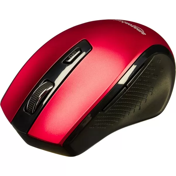 Amazon Basics Ergonomic Wireless PC Mouse  DPI adjustable  BlackRed