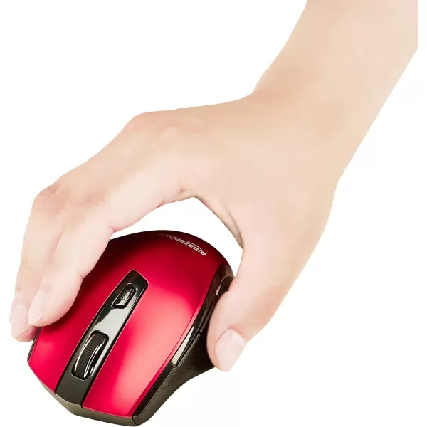 Amazon Basics Ergonomic Wireless PC Mouse  DPI adjustable  BlackRed