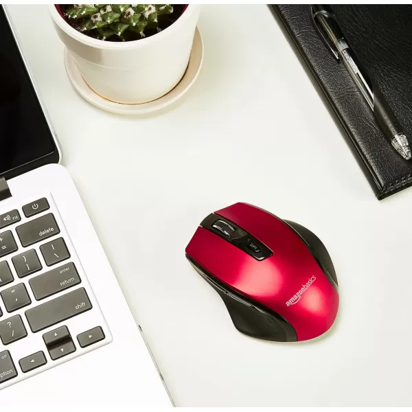 Amazon Basics Ergonomic Wireless PC Mouse  DPI adjustable  BlackRed