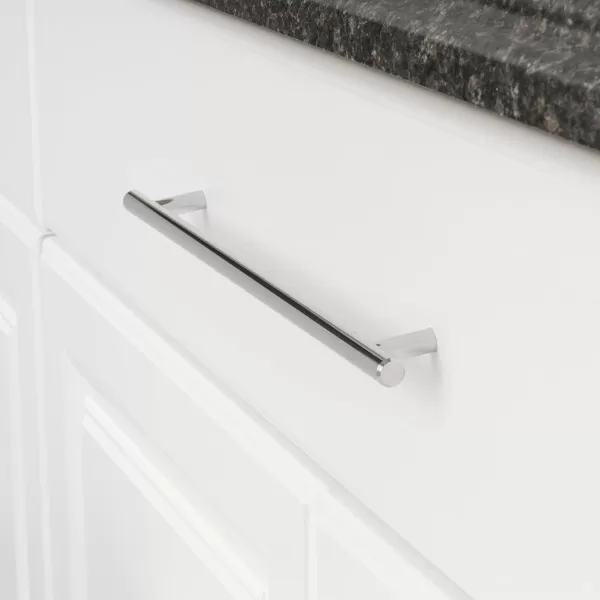 Amazon Basics Euro Bar Cabinet Handle 12inch Diameter 538inch Length 3inch Hole Center Satin Nickel 10Pack15 in Length 1263 in Hole Center Polished Chrome