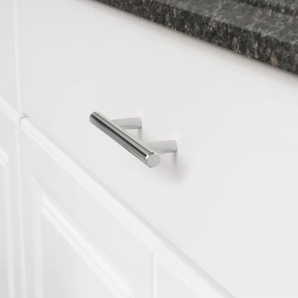 Amazon Basics Euro Bar Cabinet Handle 12inch Diameter 538inch Length 3inch Hole Center Satin Nickel 10Pack588 in Length 35 in Hole Center Polished Chrome