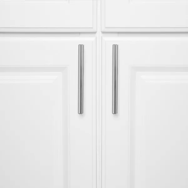 Amazon Basics Euro Bar Cabinet Handle 12inch Diameter 538inch Length 3inch Hole Center Satin Nickel 10Pack588 in Length 35 in Hole Center Polished Chrome