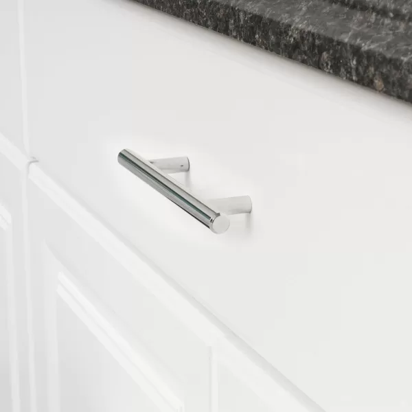 Amazon Basics Euro Bar Cabinet Handle 12inch Diameter 538inch Length 3inch Hole Center Satin Nickel 10Pack638 in Length 4 in Hole Center Polished Chrome