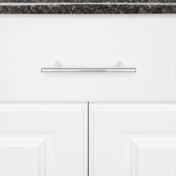 Amazon Basics Euro Bar Cabinet Handle 12inch Diameter 538inch Length 3inch Hole Center Satin Nickel 10Pack638 in Length 4 in Hole Center Polished Chrome