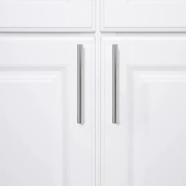 Amazon Basics Euro Bar Cabinet Handle 12inch Diameter 538inch Length 3inch Hole Center Satin Nickel 10Pack638 in Length 4 in Hole Center Polished Chrome