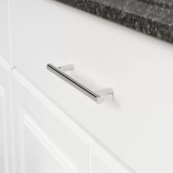 Amazon Basics Euro Bar Cabinet Handle 12inch Diameter 538inch Length 3inch Hole Center Satin Nickel 10Pack869 in Length 631 in Hole Center Polished Chrome