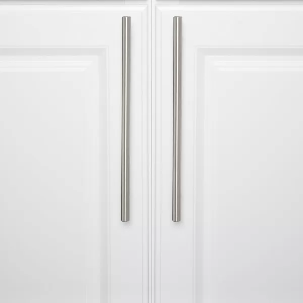 Amazon Basics Euro Bar Cabinet Handle 12inch Diameter 538inch Length 3inch Hole Center Satin Nickel 50Pack1119 in Length 882 in Hole Center Satin Nickel