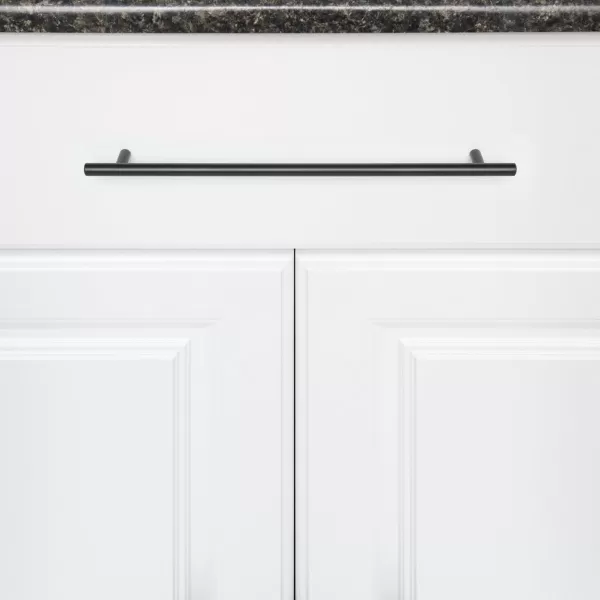 Amazon Basics Euro Bar Cabinet Handle 12inch Diameter 538inch Length 3inch Hole Center Satin Nickel 50Pack15 in Length 1263 in Hole Center Flat Black
