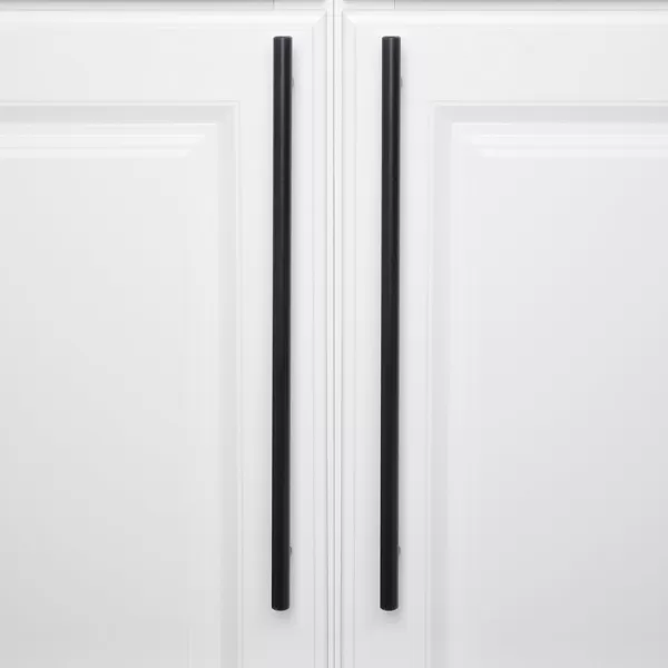 Amazon Basics Euro Bar Cabinet Handle 12inch Diameter 538inch Length 3inch Hole Center Satin Nickel 50Pack15 in Length 1263 in Hole Center Flat Black