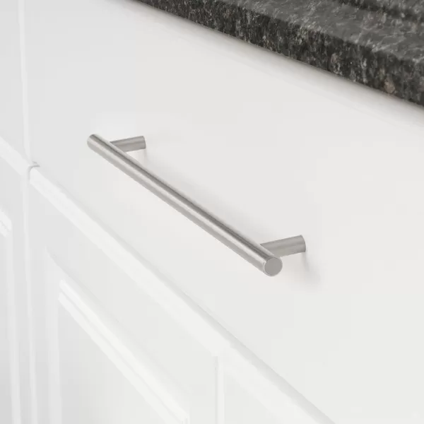 Amazon Basics Euro Bar Cabinet Handle 12inch Diameter 538inch Length 3inch Hole Center Satin Nickel 50Pack15 in Length 1263 in Hole Center Satin Nickel