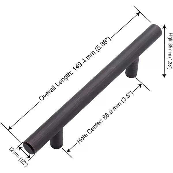 Amazon Basics Euro Bar Cabinet Handle 12inch Diameter 538inch Length 3inch Hole Center Satin Nickel 50Pack588 in Length 35 in Hole Center Oil Rubbed Bronze