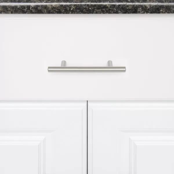 Amazon Basics Euro Bar Cabinet Handle 12inch Diameter 538inch Length 3inch Hole Center Satin Nickel 50Pack588 in Length 35 in Hole Center Satin Nickel