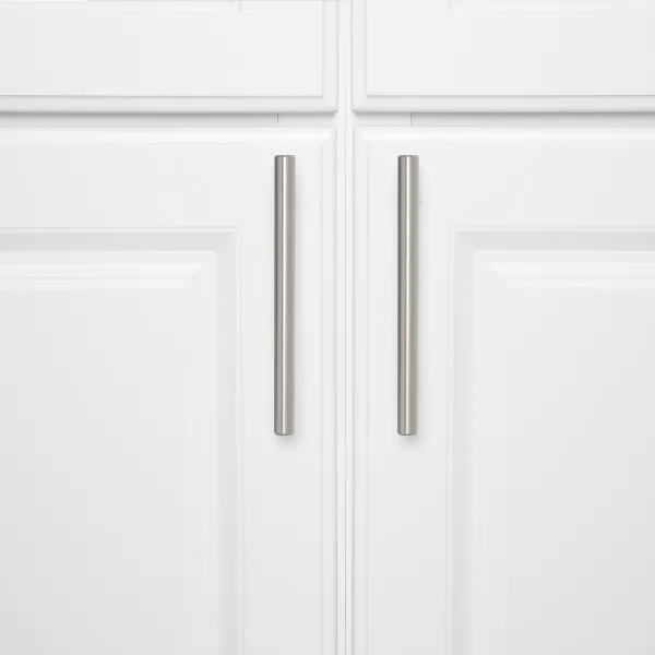 Amazon Basics Euro Bar Cabinet Handle 12inch Diameter 538inch Length 3inch Hole Center Satin Nickel 50Pack613 in Length 375 in Hole Center Satin Nickel