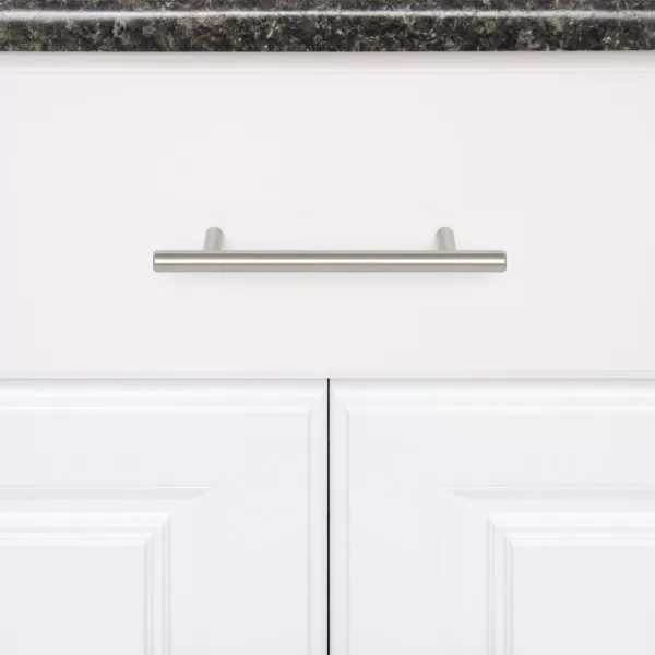 Amazon Basics Euro Bar Cabinet Handle 12inch Diameter 538inch Length 3inch Hole Center Satin Nickel 50Pack613 in Length 375 in Hole Center Satin Nickel