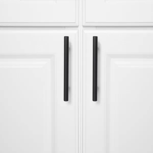 Amazon Basics Euro Bar Cabinet Handle 12inch Diameter 538inch Length 3inch Hole Center Satin Nickel 50Pack638 in Length 4 in Hole Center Flat Black