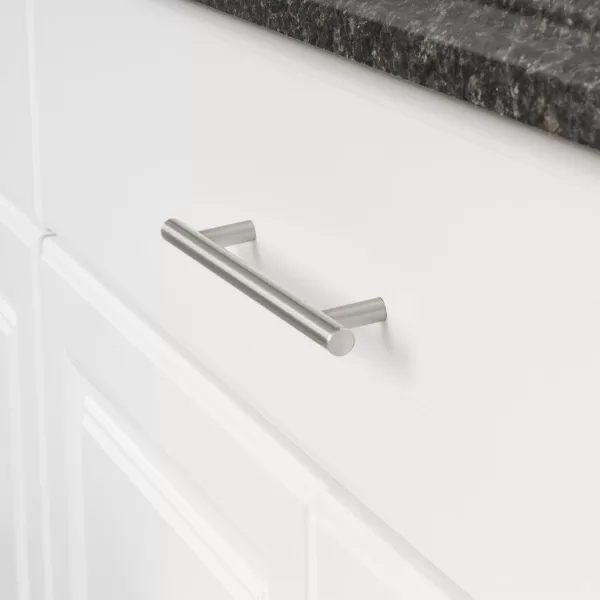 Amazon Basics Euro Bar Cabinet Handle 12inch Diameter 538inch Length 3inch Hole Center Satin Nickel 50Pack869 in Length 631 in Hole Center Satin Nickel