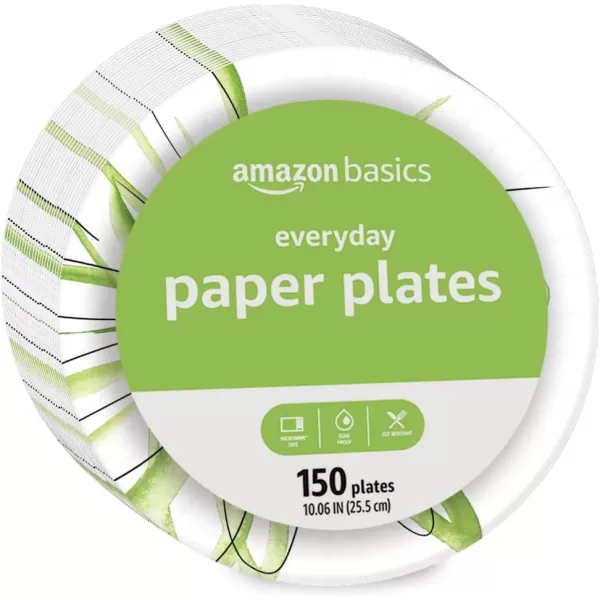 Amazon Basics Everyday Paper Plates 10 Inch Disposable 50 Count150 Count