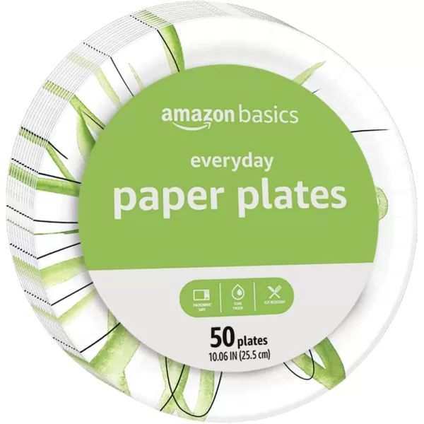 Amazon Basics Everyday Paper Plates 10 Inch Disposable 50 Count50 Count