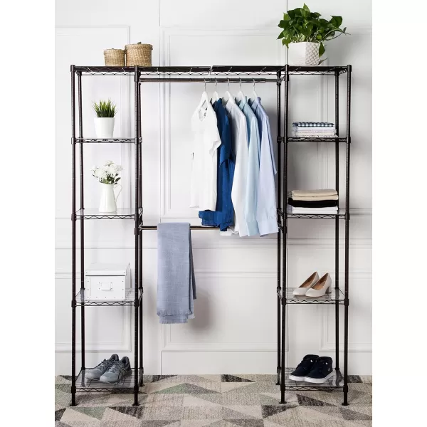 Amazon Basics Expandable Metal Hanging Storage Organizer Rack Wardrobe with Shelves 1463 x 5872 Bronze amp Collapsible Fabric Storage Cubes Organizer with Handles Gray  Pack of 6Amazon Basics Expandable Metal Hanging Storage Organizer Rack Wardrobe with Shelves 1463 x 5872 Bronze amp Collapsible Fabric Storage Cubes Organizer with Handles Gray  Pack of 6