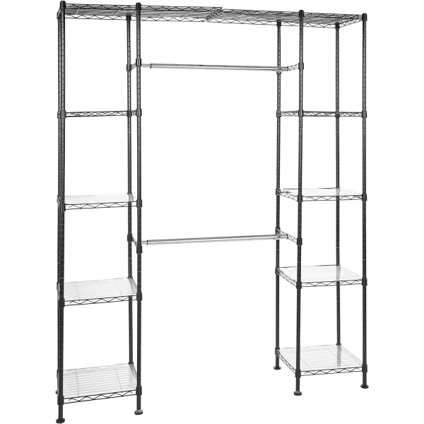 Amazon Basics Expandable Metal Hanging Storage Organizer Rack Wardrobe with Shelves 5780L X 14WX72H BronzeBlack Industrial