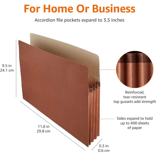 Amazon Basics Expanding File Pocket Folder Organizer Letter Size 35Inch Expansion  25Pack 95 x 1175 InchesLetter 25Pack