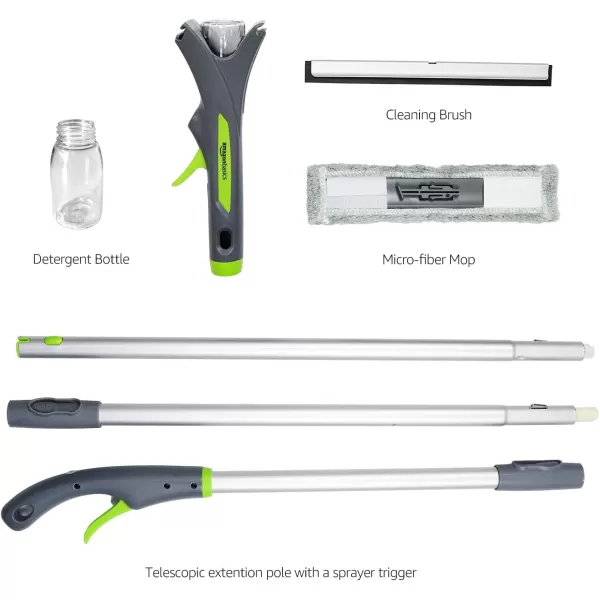 Amazon Basics Extendable Window Squeegee with Spray Aluminum Extension Pole 49 to 69 InchAmazon Basics Extendable Window Squeegee with Spray Aluminum Extension Pole 49 to 69 Inch